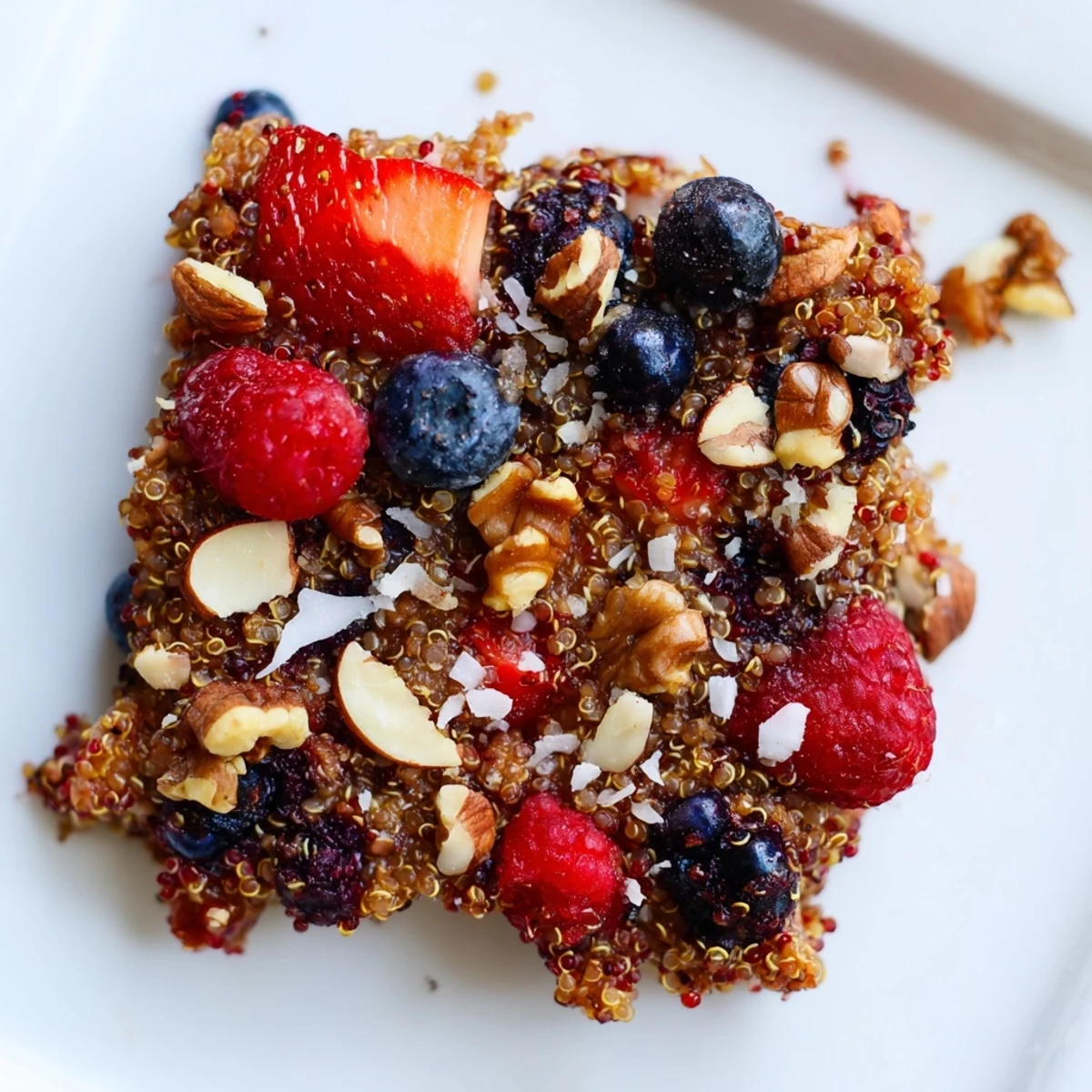 A delightful view of a wholesome Berry Quinoa Breakfast Bake, perfect for a healthy and satisfying meal.