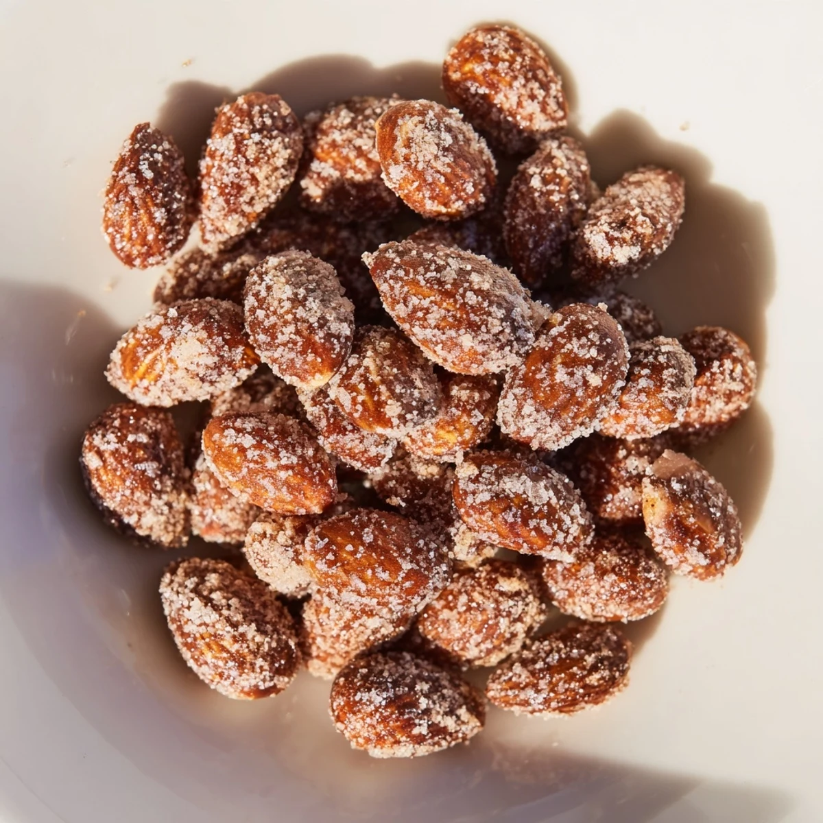 Close-up of cinnamon roasted almonds, sugared and spiced, perfect gift idea for the holidays.
