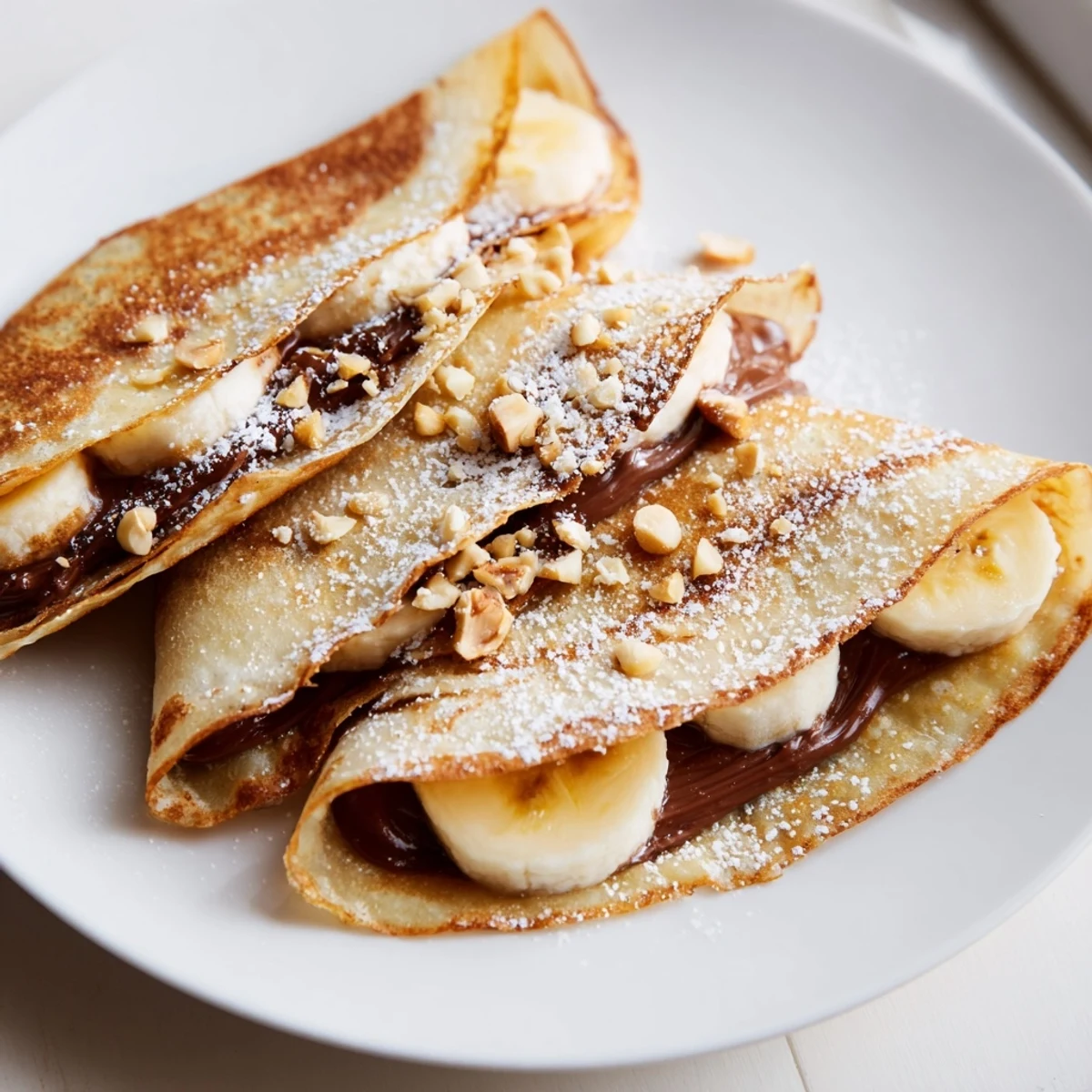 Golden, crispy Banana Nutella Wrap, filled with melting chocolate hazelnut spread and sliced bananas.