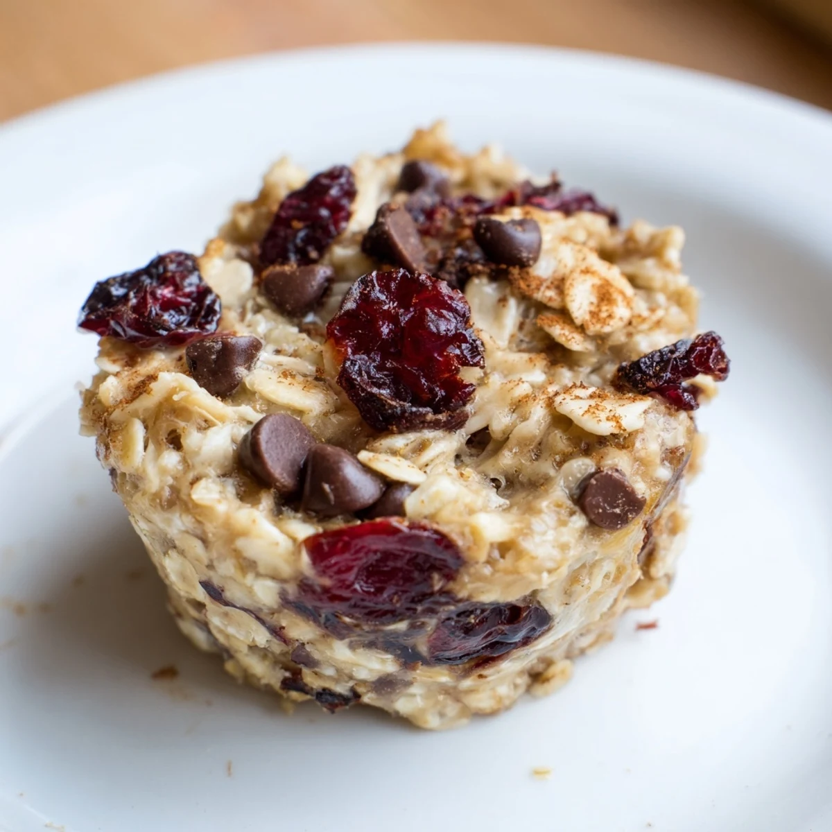 Golden-brown Baked Oatmeal Cups, each studded with berries, ready for a delicious breakfast.