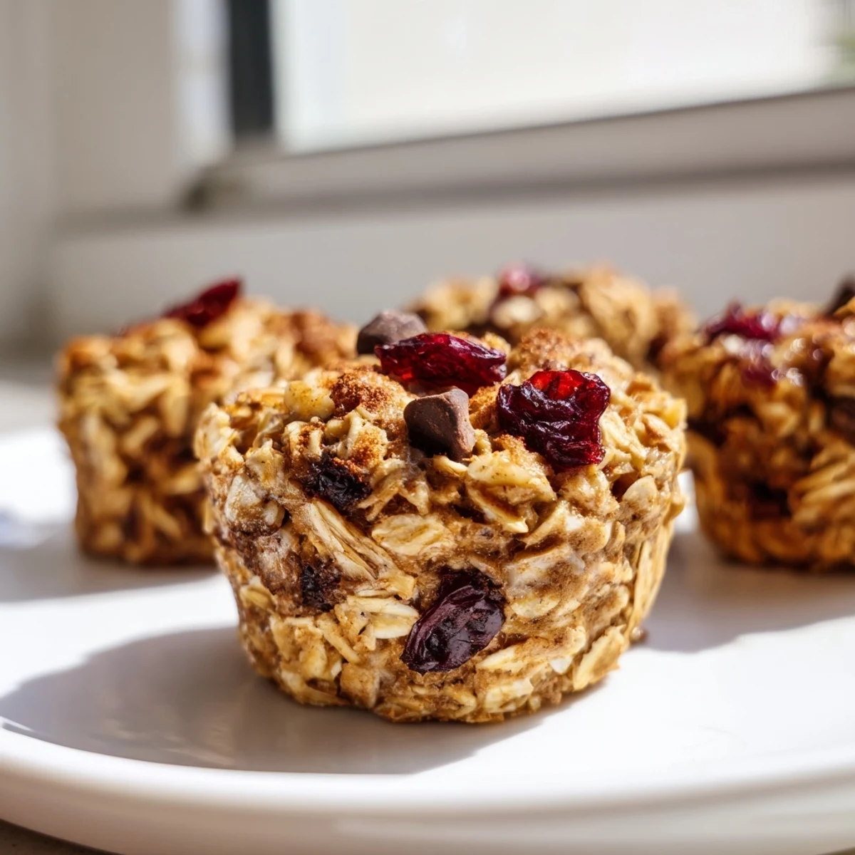 Warm, comforting Baked Oatmeal Cups with chocolate chips, perfect for a grab-and-go meal.
