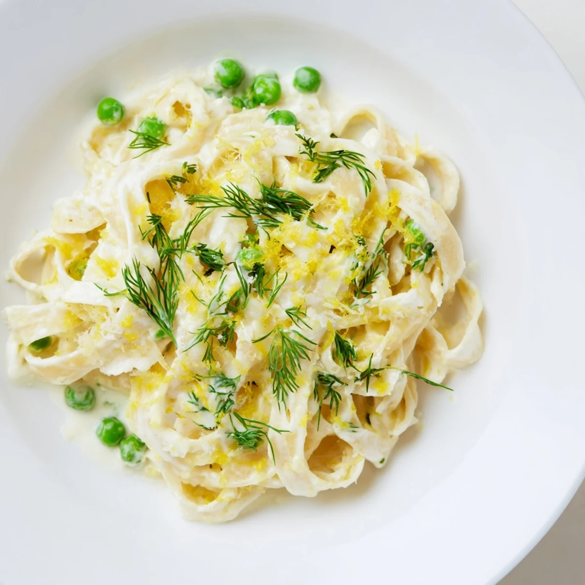 Creamy dill pasta, a luscious plate of fettuccine coated in creamy dill sauce.
