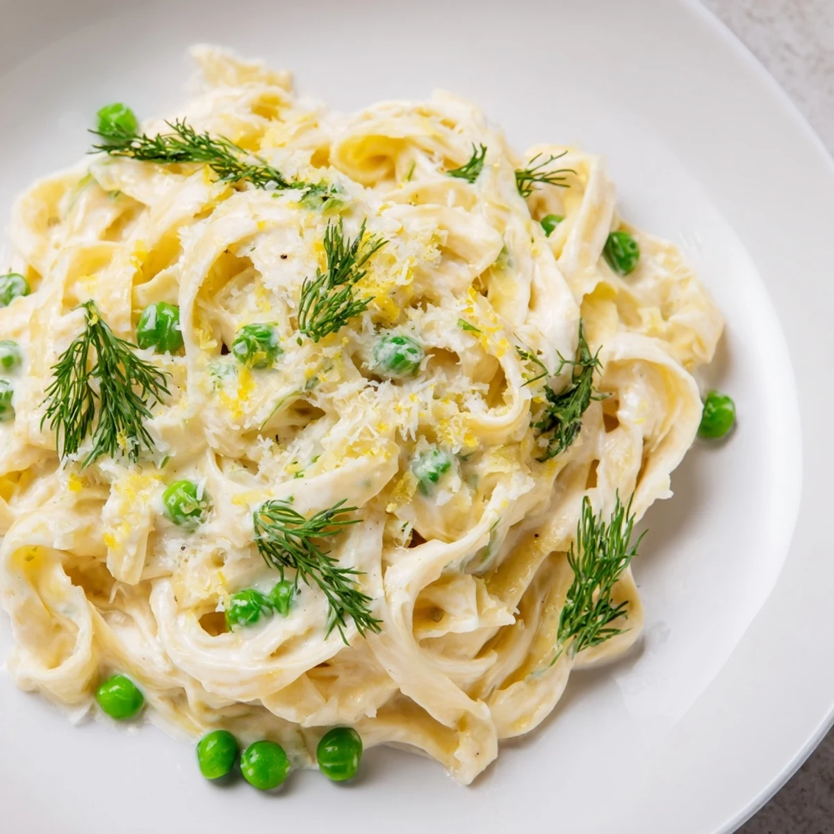 Bright yellow lemon zest complements the fresh dill in this creamy dill pasta dish.