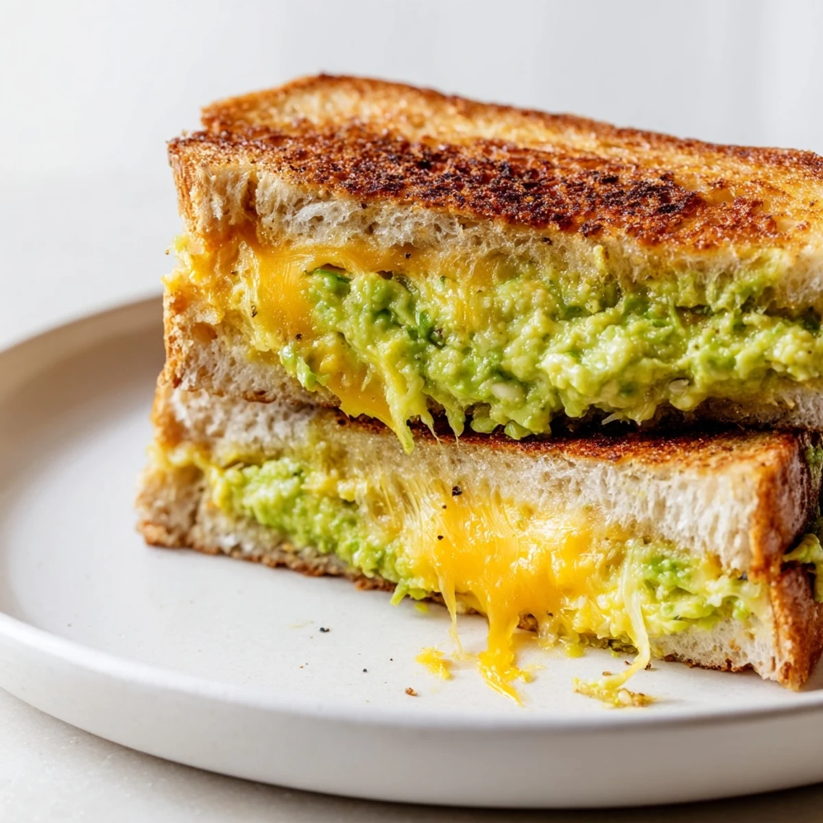 Golden, melty Avocado Toast Grilled Cheese, a creamy and cheesy sandwich ready to enjoy.
