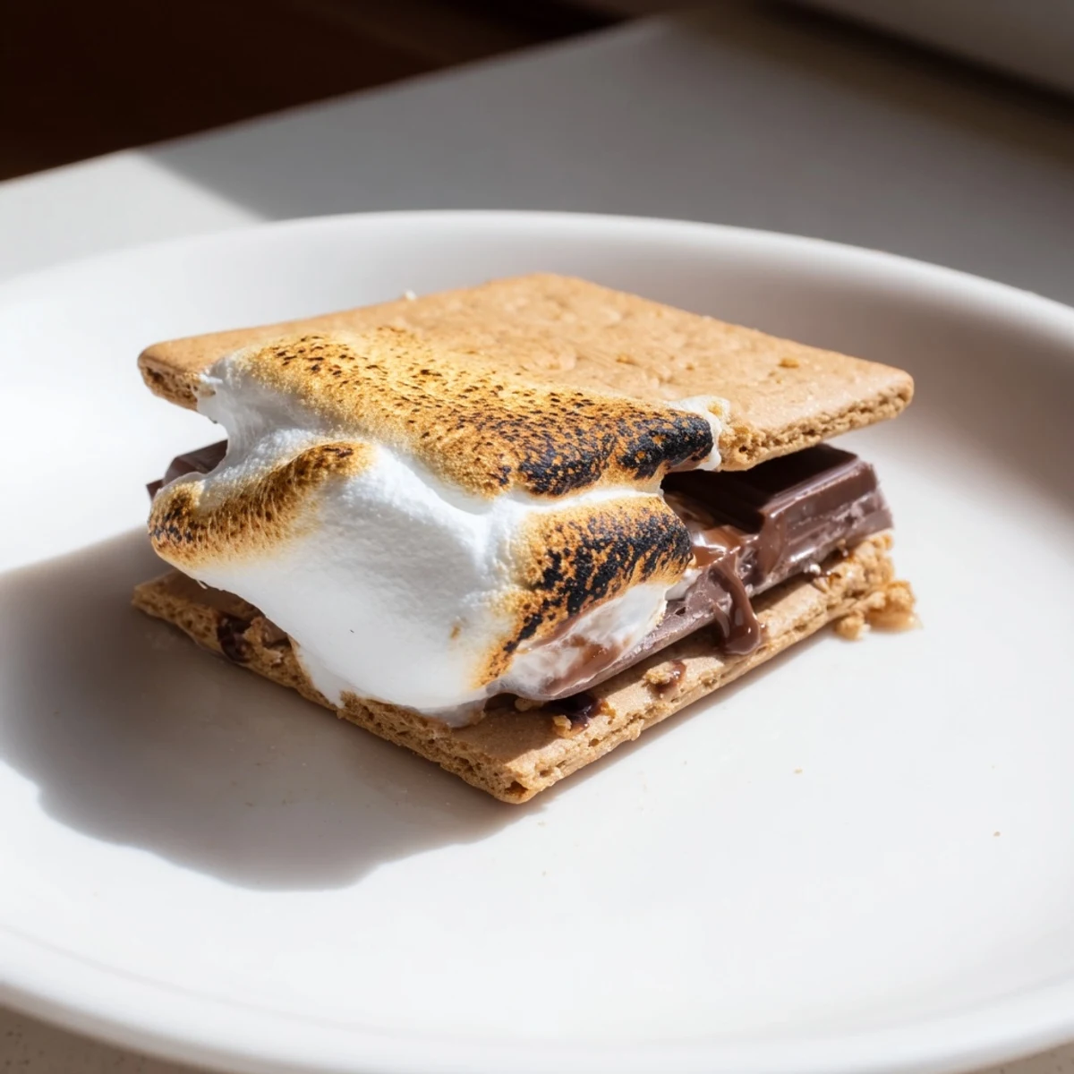 Golden-brown toasted marshmallows and melted milk chocolate sandwiched between crisp graham cracker squares, made effortlessly in the air fryer for a quick dessert.  