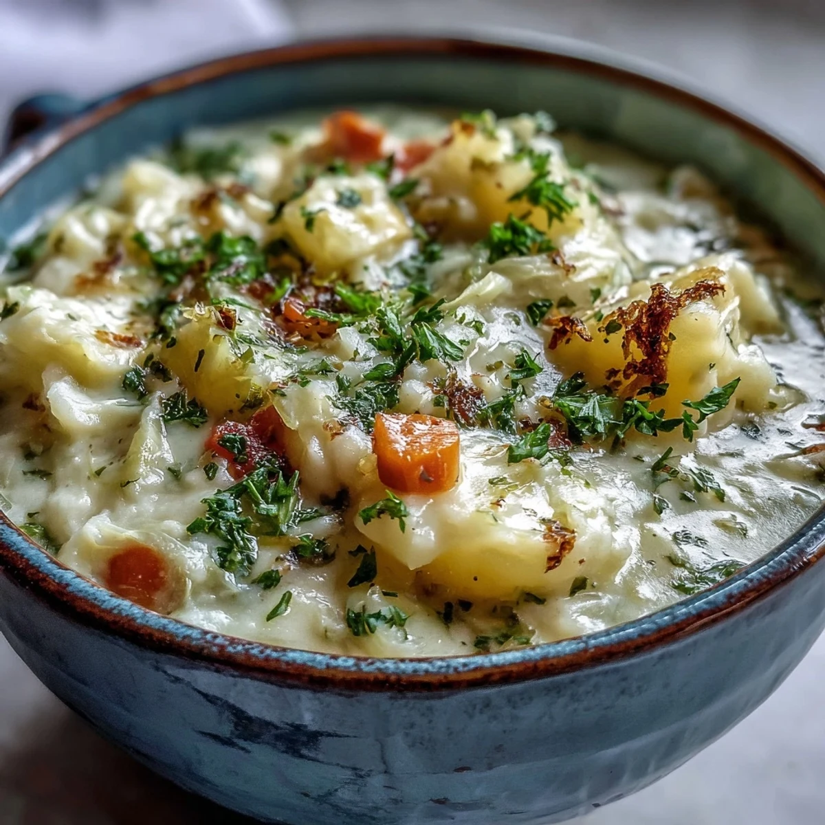 Creamy Potato Soup with Cabbage