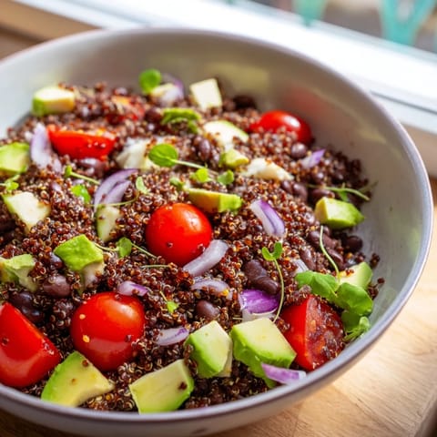 Enjoy this healthy, gluten-free Refreshing Quinoa and Black Bean Salad, a vibrant vegetarian meal.