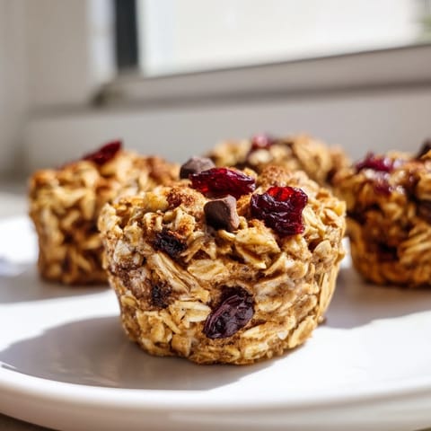 Warm, comforting Baked Oatmeal Cups with chocolate chips, perfect for a grab-and-go meal.