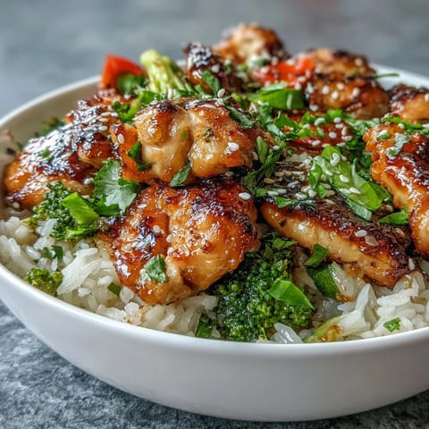 Golden, saucy One Pan Honey Garlic Chicken Broccoli Rice with tender chicken, fluffy rice, and crisp broccoli florets.
