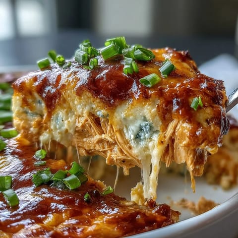 Creamy Buffalo Chicken Dip served warm from the oven, golden and bubbling, with a side of crisp celery sticks and blue cheese crumbles.