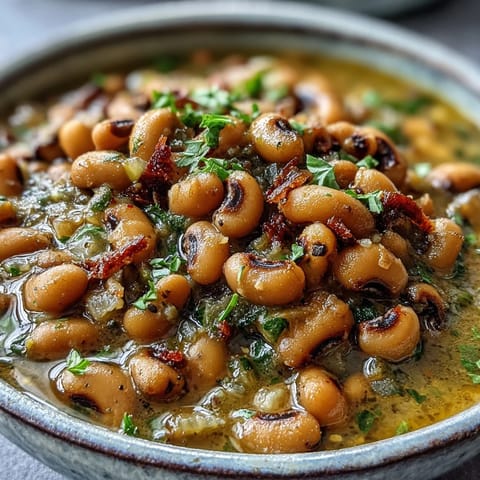 Steaming Indian-inspired Black-Eyed Pea Curry served over fluffy basmati rice with fresh cilantro garnish.