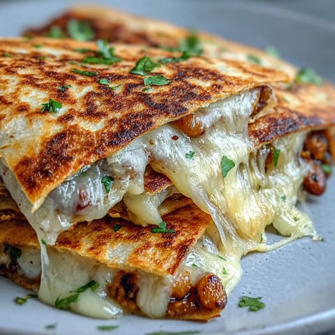 Freshly cooked Black-Eyed Pea Quesadilla with gooey melted cheese and a side of salsa on a rustic table.