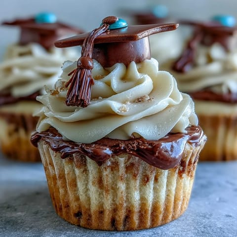 Festive graduation cupcakes with chocolate cap toppers and licorice tassels, perfect for marking academic achievements at parties.