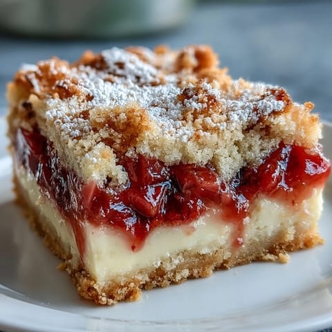 Golden Rhubarb Custard Bars with buttery shortbread crust, perfect for spring.