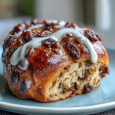 Golden homemade hot cross buns with sweet icing, perfect for Easter morning.