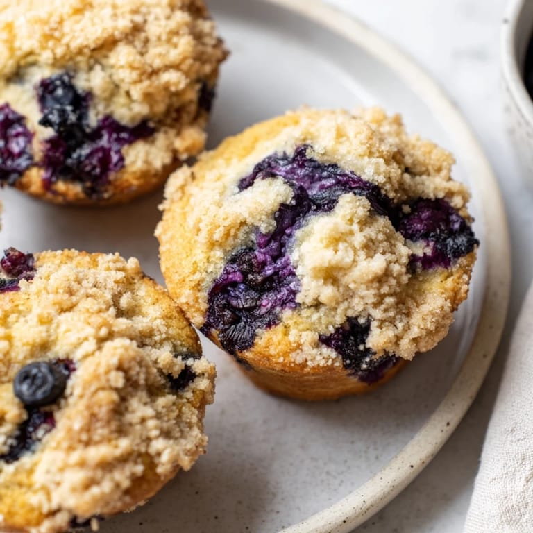 Warm and fluffy, these delicious Fluffy Homemade Blueberry Muffins with delightful streusel topping are ready to enjoy.