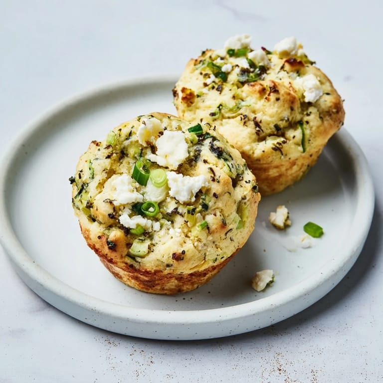Freshly baked and fragrant Savory Zucchini and Feta Muffins, perfect for a vegetarian snack or lunch.