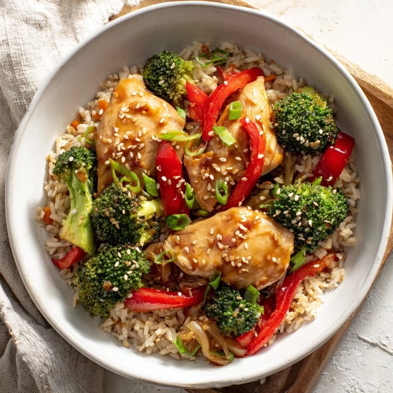 Fluffy rice and tender chicken are baked together in a savory One-Pot Teriyaki Chicken and Rice Bake.