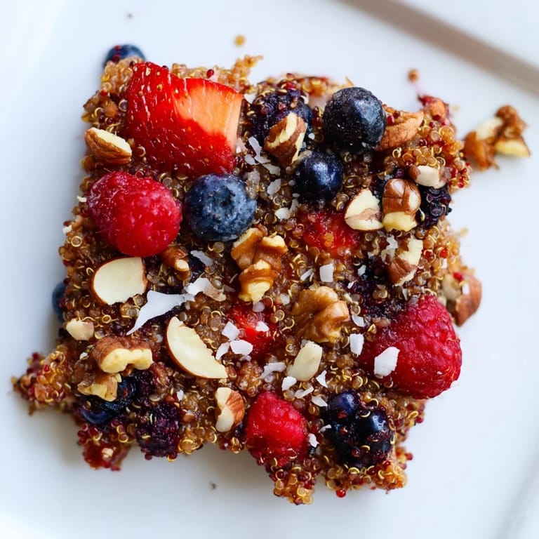 A delightful view of a wholesome Berry Quinoa Breakfast Bake, perfect for a healthy and satisfying meal.