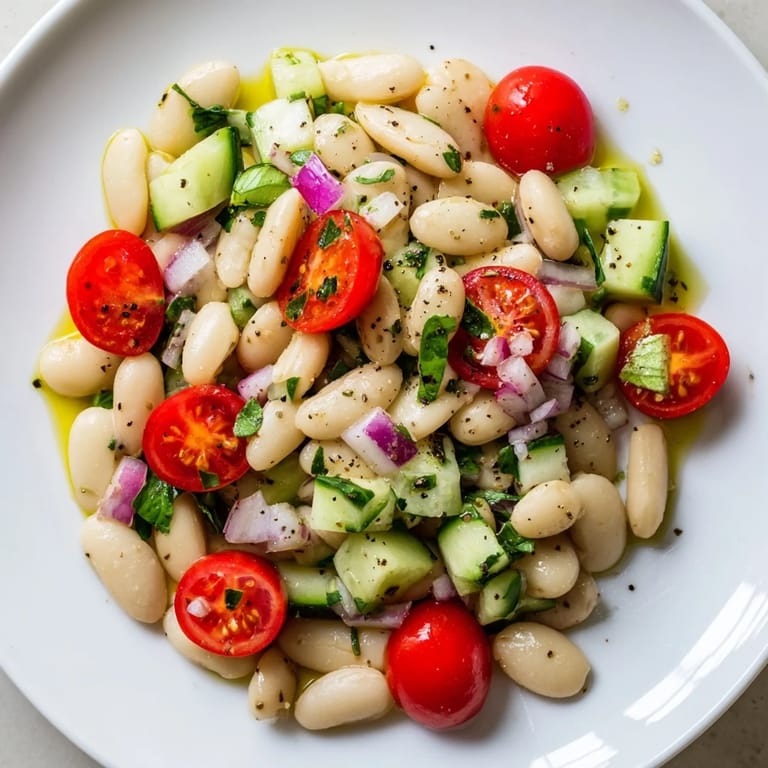 Enjoy a refreshing White Bean Salad bursting with Mediterranean flavors, perfect for a light lunch.