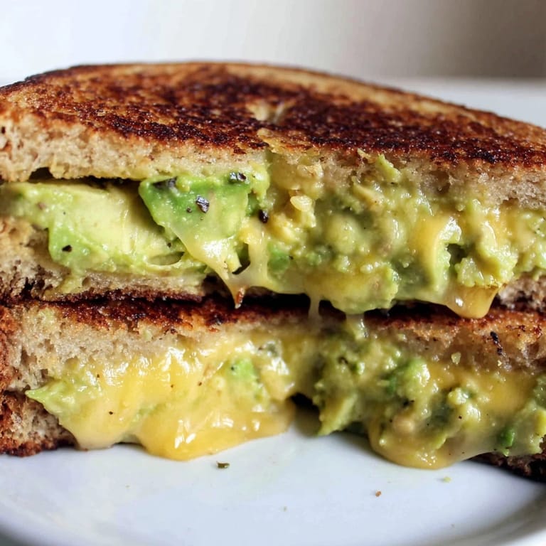 Crispy sourdough hugging rich avocado and cheddar: a delicious Avocado Toast Grilled Cheese.
