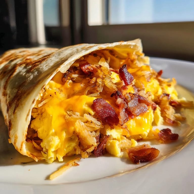 Imagine warm, savory B.E.C. breakfast bites with crispy bacon and melted cheese visible inside the tortilla.