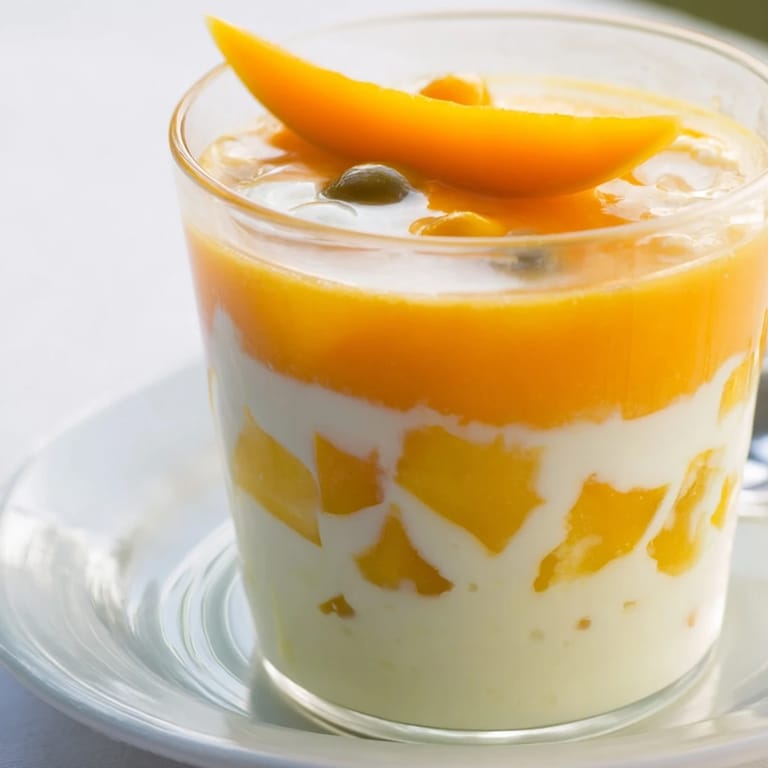 This layered, refreshing Tropical Sunset Smoothie showcases a beautiful, blended ombré effect for a sunny day.