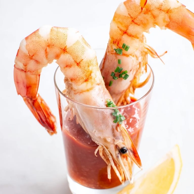 Vibrant image of Retro Prawn Cocktail Shooters: delicious shrimp in a zesty sauce, perfect for parties.