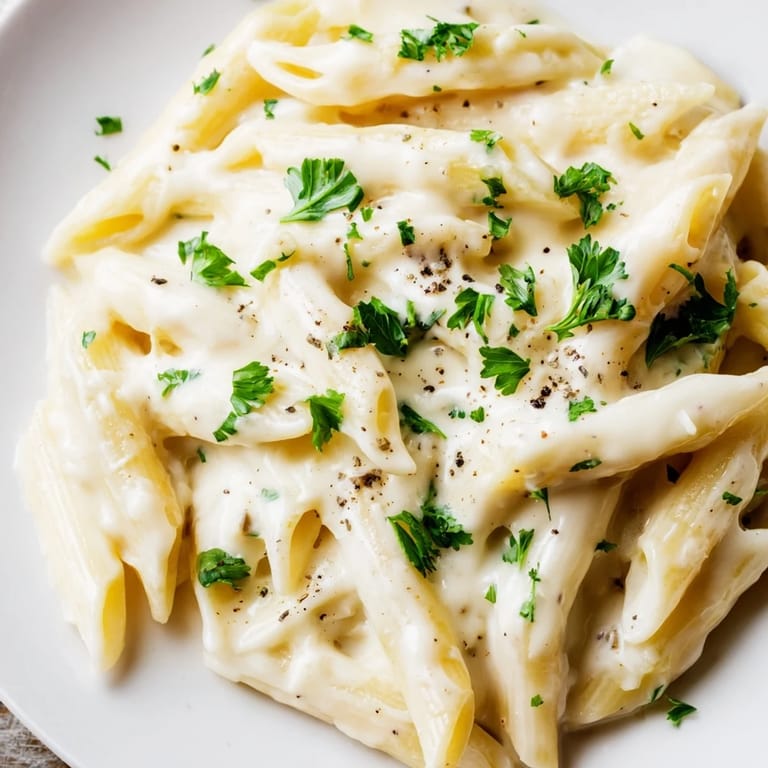 Creamy Milk Pasta One-Pot with steam rising, paired with a glass of white wine on a rustic table.