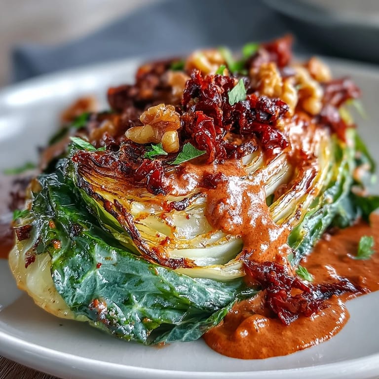 Hearty vegetarian baked cabbage salad served on a platter, perfect for cozy dinners or holiday sides.