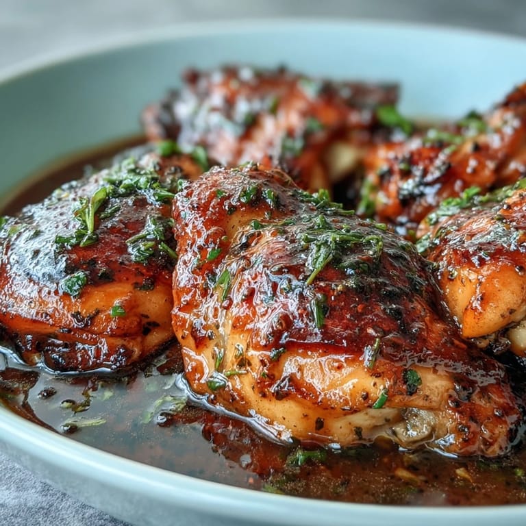 Slow cooker Honey Mustard Chicken is served juicy and golden, garnished with fresh thyme, ready to be enjoyed family-style for dinner.