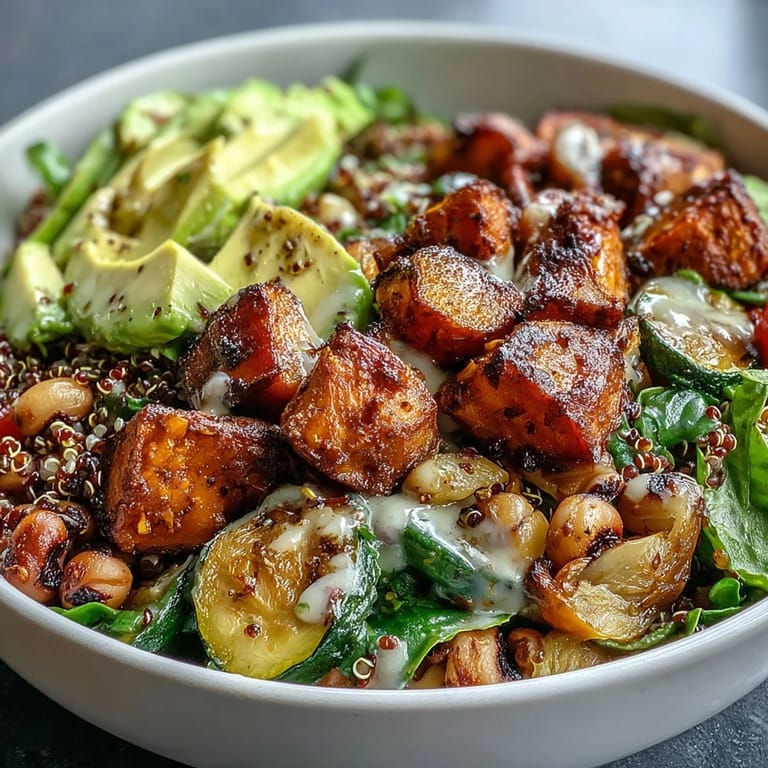 Serving suggestion for a vegan Black-Eyed Pea Buddha Bowl with black-eyed peas and cilantro.