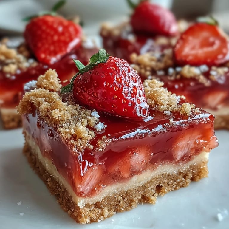 Bright pink strawberry lemonade filling atop golden shortbread crust, perfect for picnics and warm-weather gatherings.  