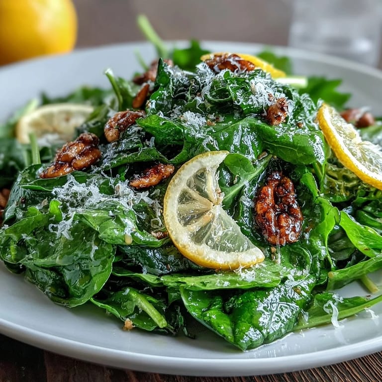 Bright and tangy arugula salad drizzled with lemon dressing, finished with fine Parmesan shavings for a savory bite.