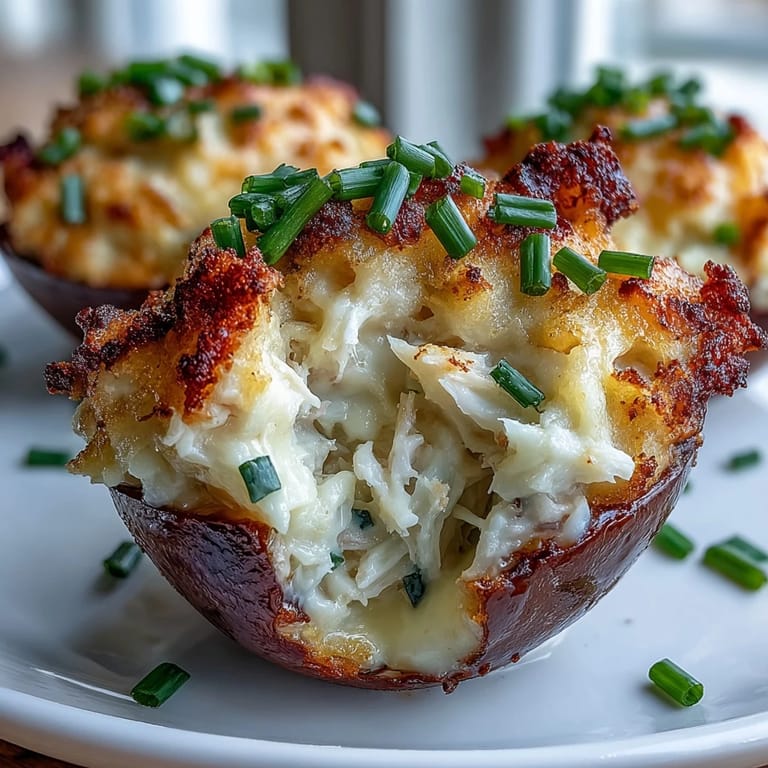 Seafood twist on classic deviled eggs with crab and Old Bay seasoning.