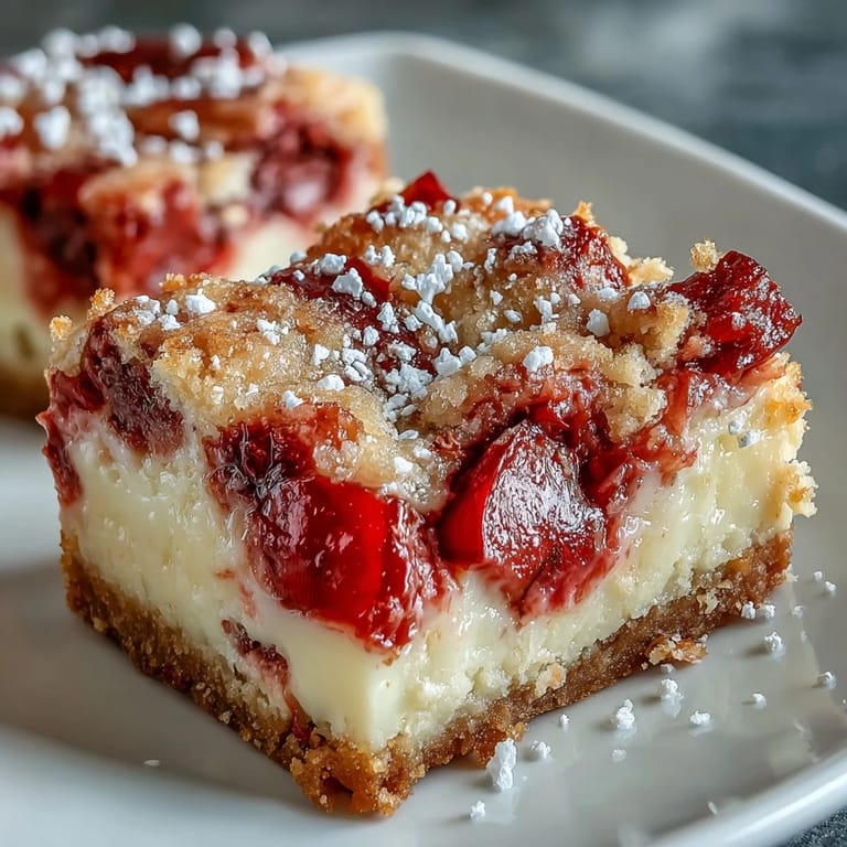 Delicious Rhubarb Custard Bars showcase a vibrant fruit layer and creamy filling.