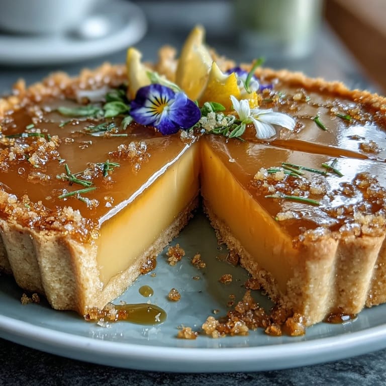 Close-up of tangy Lemon Curd Spring Tart, a perfect elegant springtime treat.