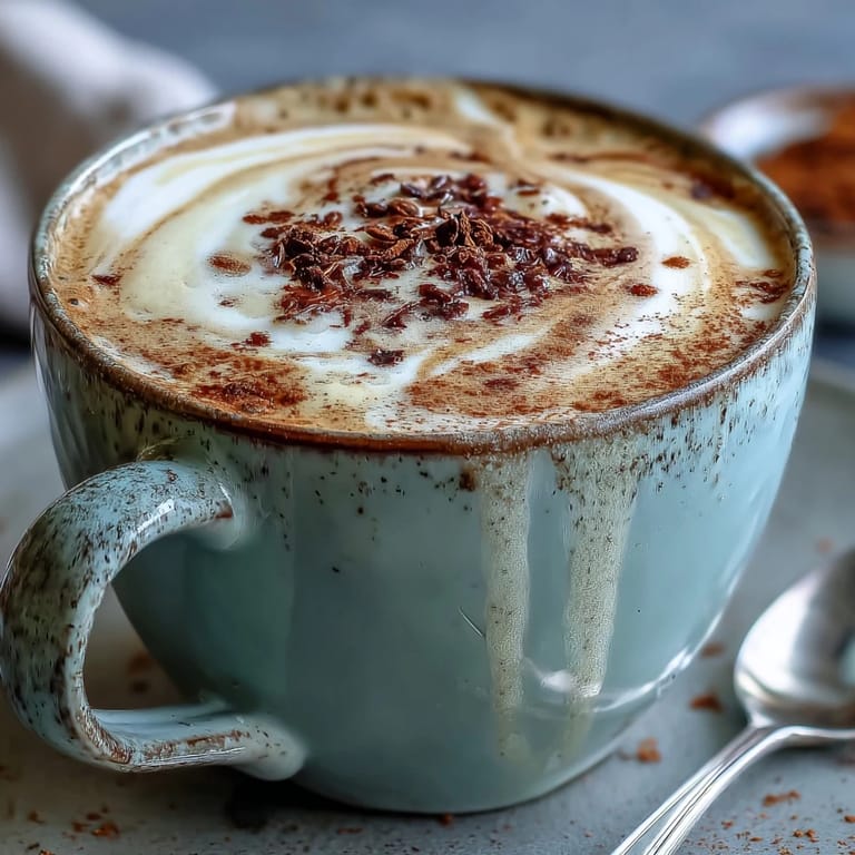 Whisked adaptogens latte showcases ashwagandha and reishi goodness, served warm.