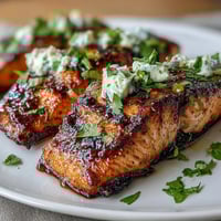 Vibrant grilled salmon topped with fresh strawberry salsa, a light and colorful spring dinner.