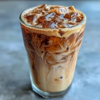 Iced brown sugar oat milk shaken espresso with frothy oat milk and a hint of cinnamon