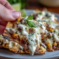 Festive Cinco de Mayo Elote Nachos piled high with cheesy goodness.