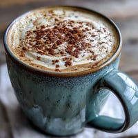 Warm adaptogen latte with ashwagandha and reishi, topped with cinnamon swirls.
