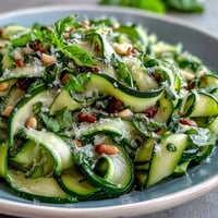 Shaved zucchini ribbon salad with lemon and Parmesan, a crisp, vibrant starter.